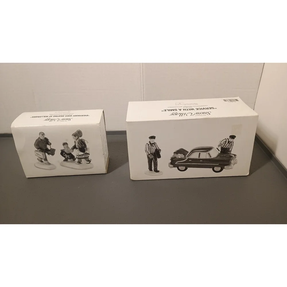 Dept 56 Snow Village Accessories Service With A Smile Skating Red Car Excellent